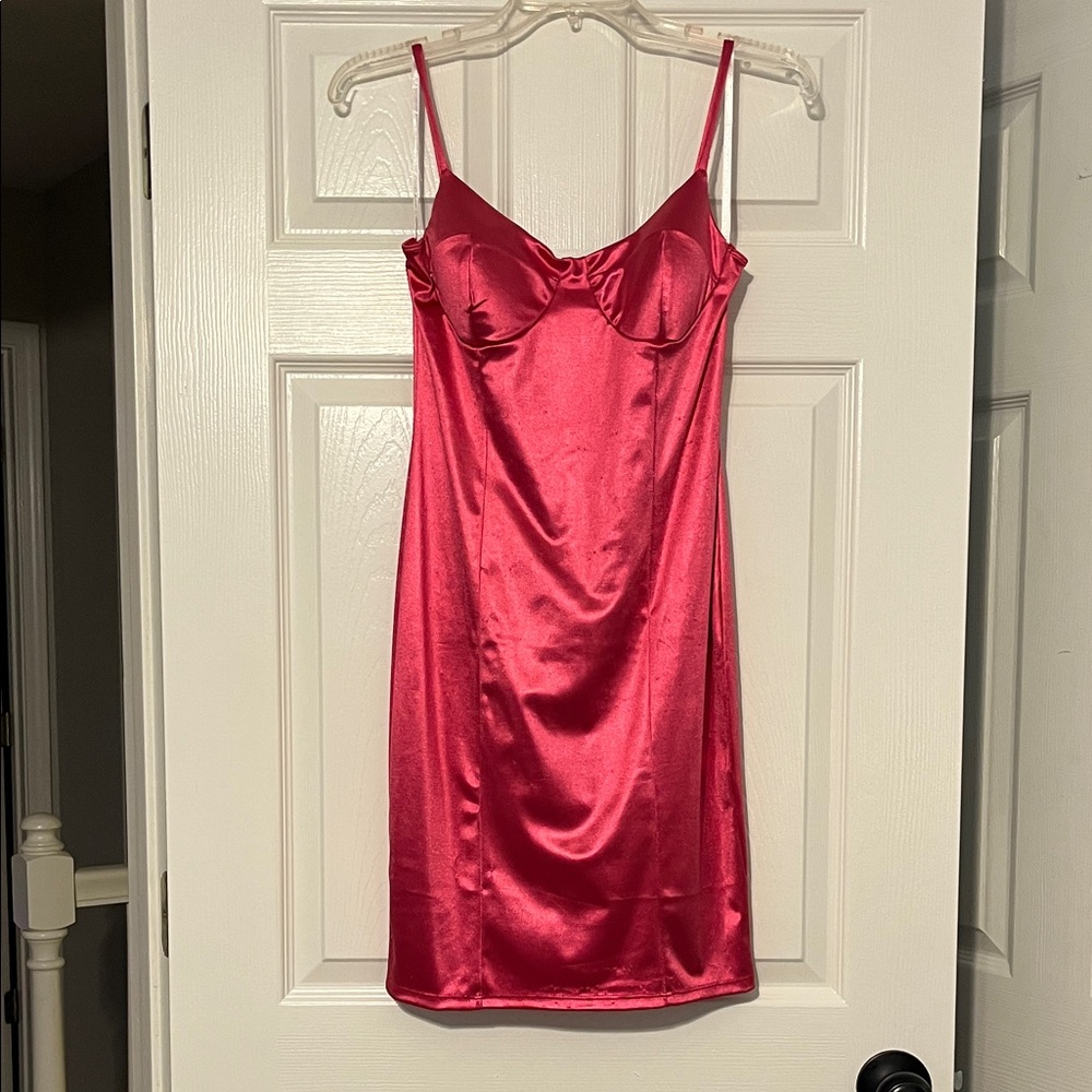 Elegant Satin Slip in Bold Pink